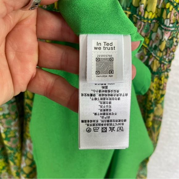 TED BAKER green floral tie London Ursille Midi Dress. Size 4/Large - Picture 9 of 16